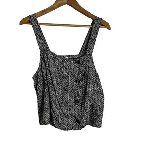 BP black/White button down blouse crop top size L